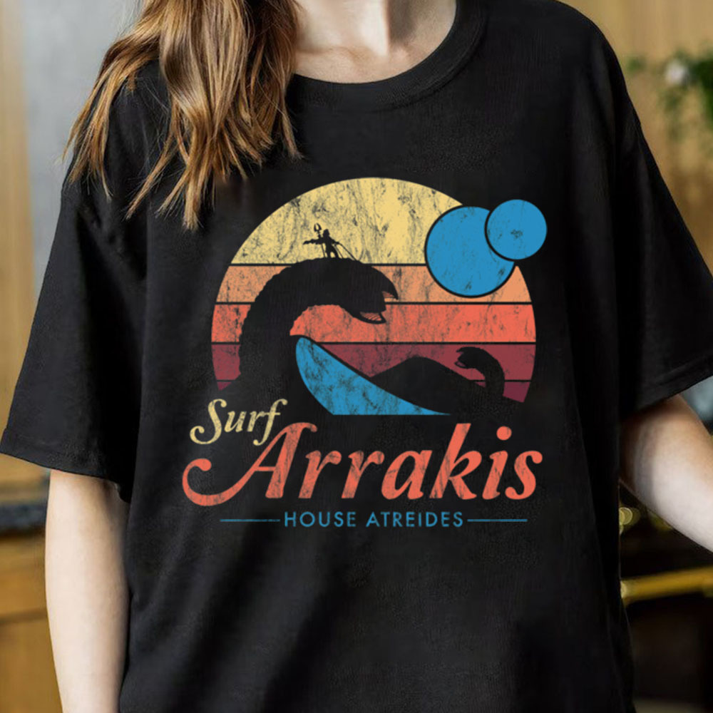 Visit Arrakis Distressed Surf Dune Sci Fi Classic Tshirt